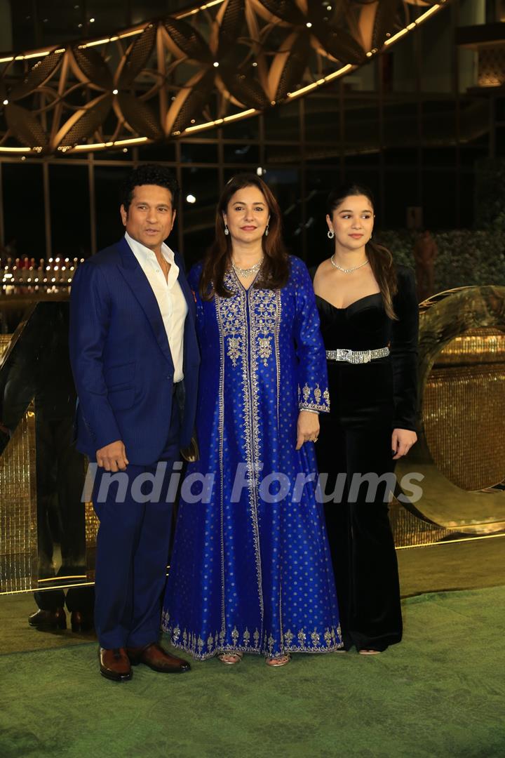 Sachin Tendulkar, Anjali Tendulkar, Sara Tendulkar attend the opening of the Nita Mukesh Ambani Cultural Centre