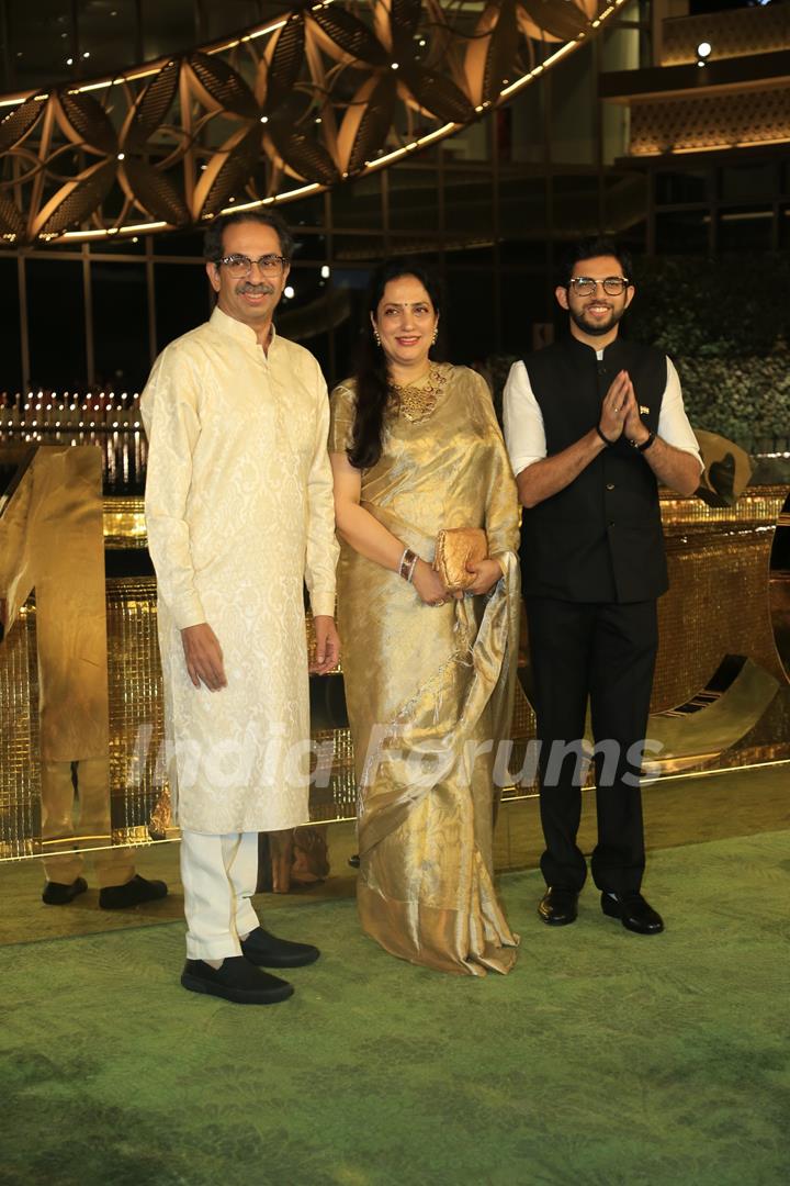 Uddhav Thackeray, Rashmi Thackeray, Aaditya Thackeray attend the opening of the Nita Mukesh Ambani Cultural Centre