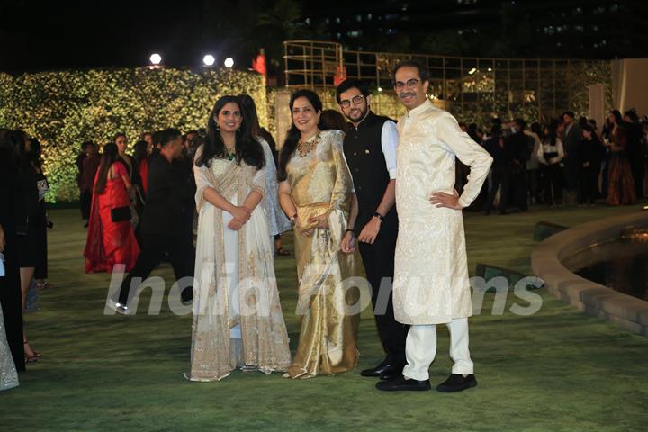 Uddhav Thackeray, Rashmi Thackeray, Aaditya Thackeray attend the opening of the Nita Mukesh Ambani Cultural Centre