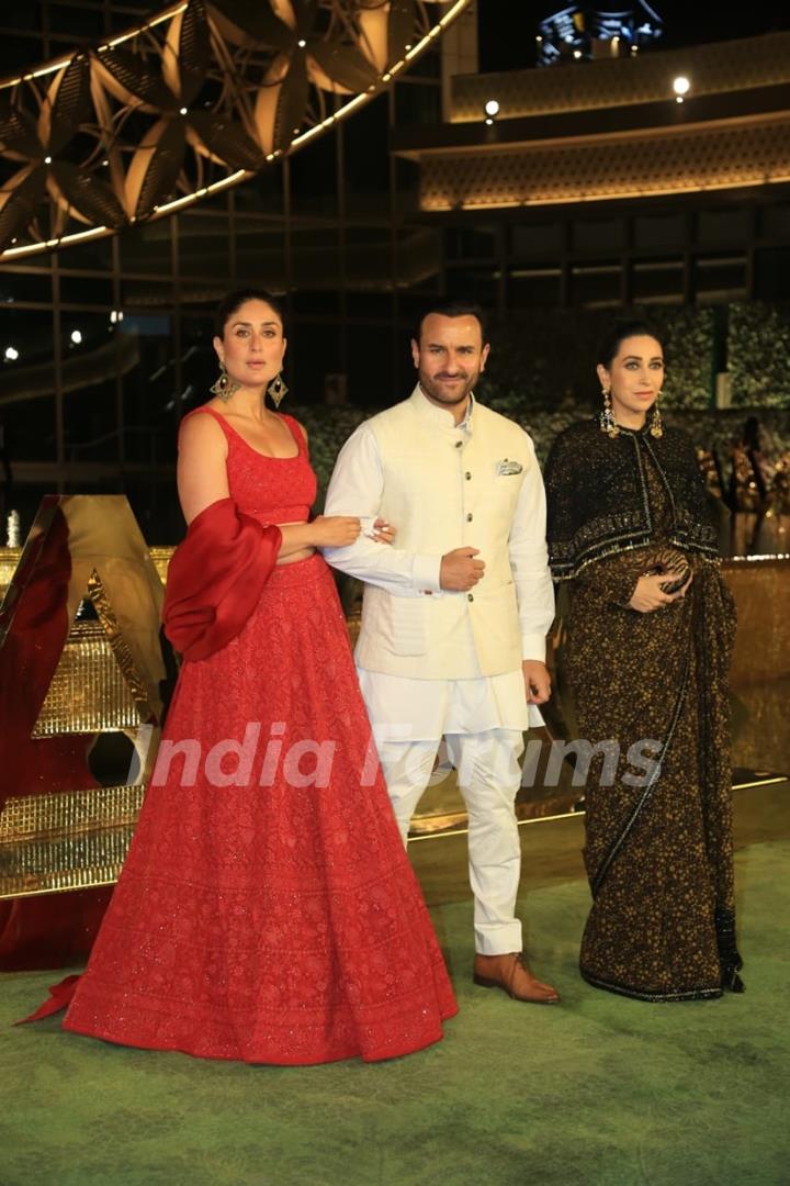 Kareena Kapoor, Karisma Kapoor, Saif Ali Khan  attend the opening of the Nita Mukesh Ambani Cultural Centre