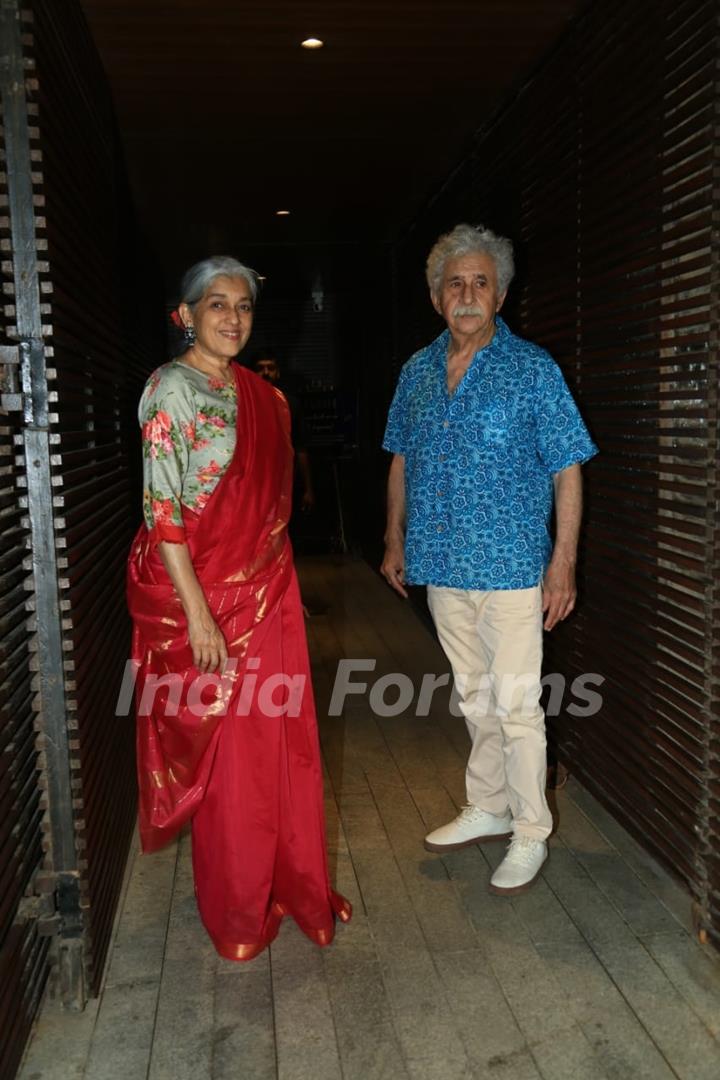Ratna Pathak, Naseeruddin Shah snapped for a get together in Juhu