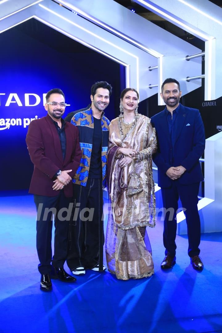 Krishna D.K, Varun Dhawan, Raj Nidimoru, Rekha attend the premiere of Citadel