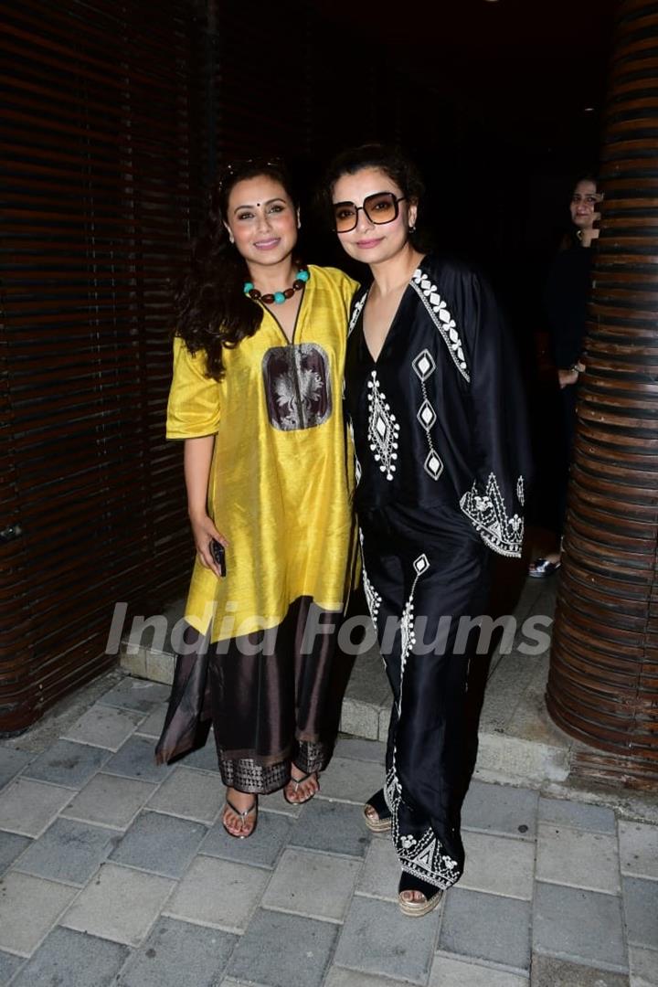 Rani Mukerji, Vaibhavi Merchant snapped at the success party of Mrs Chatterjee vs Norway in Juhu 