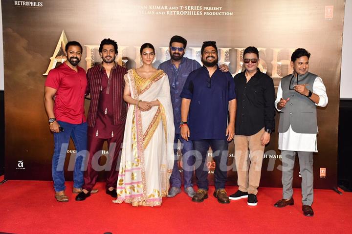 Kriti Sanon, Prabhas, Sunny Singh, Om Raut, Bhushan Kumar, Devdatta Nage snapped at the trailer launch of Adipurush