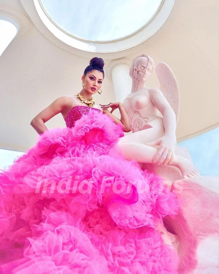 Urvashi Rautela garce the Cannes Film Festival in Pink Tulle Gown and her crocodile jewellery 