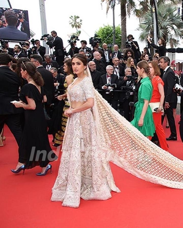 Sara Ali Khan is an epitome on grace and elegance as she makes her debut at the Cannes red carpe