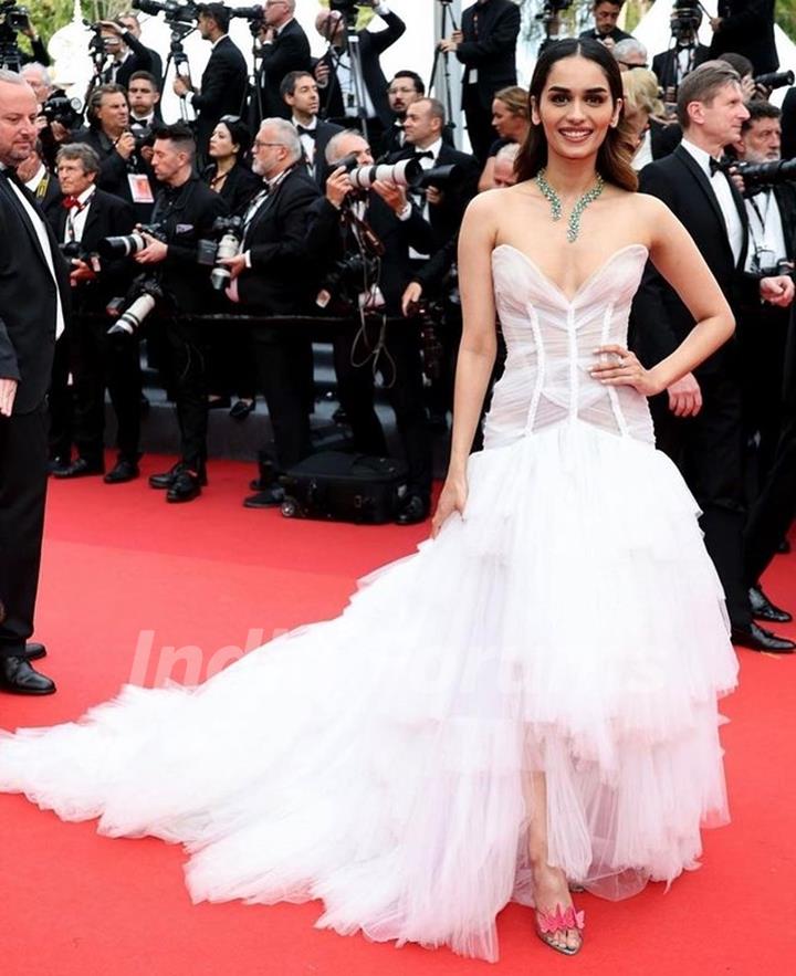 Manushi Chhillar dazzled the red carpet look in a soft-pink gown having a bold & gracious touch at Cannes Film Festival 