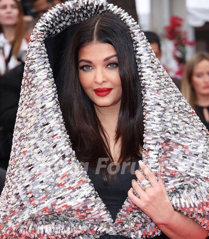 Aishwarya Rai Bachchan red carpet with her sequin-foil fit at Cannes Film Festival 