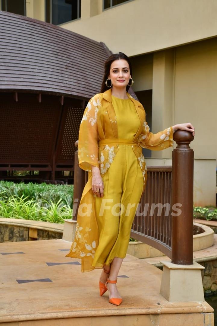 Dia Mirza snapped promoting Dhak Dhak at JW Marriott