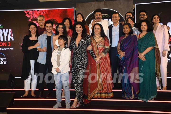 Sushmita Sen, Ila Arun, Vikas Kumar and  Sikandar Kher snapped at the trailer launch of Aarya 3 