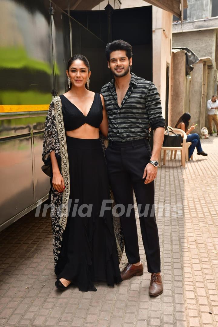 Mrunal Thakur and Abhimanyu Dassani snapped promoting their upcoming film Aankh Micholi