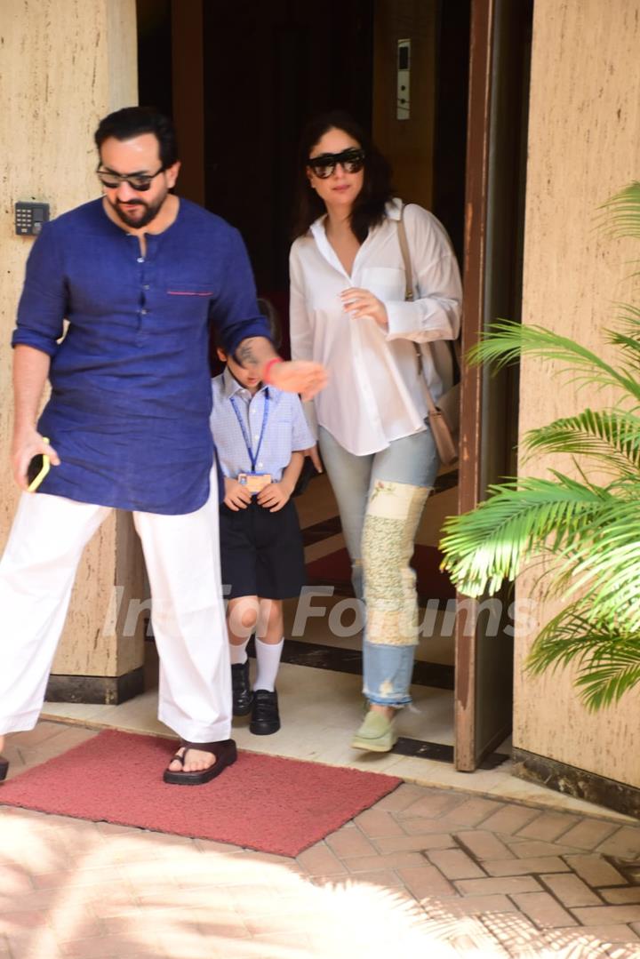 Saif Ali Khan, Kareena Kapoor, Taimur Ali Khan snapped in the city 