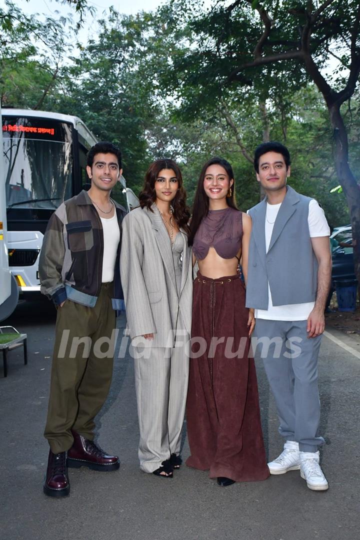 Alizeh Agnihotri, Sahil Mehta,Zeyn Shaw snapped promoting their upcoming film Farrey on the set of Bigg Boss 17 