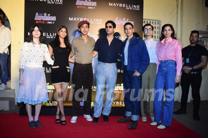 Dot, Suhana Khan, Mihir Ahuja, Agastya Nanda, Vedang Raina, Yuvraj Menda, Khushi Kapoor snapped promoting The Archies 