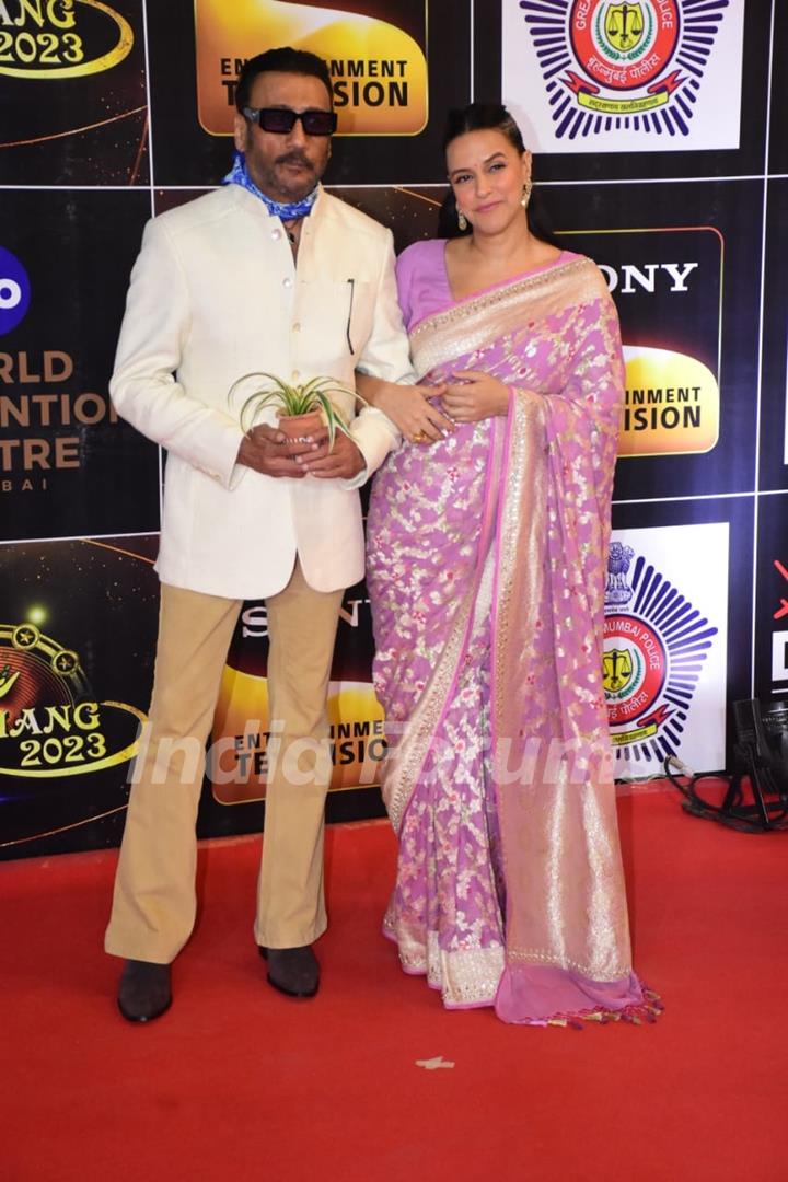 Jackie Shroff and Neha Dhupia on the Umang 2023 Red Carpet