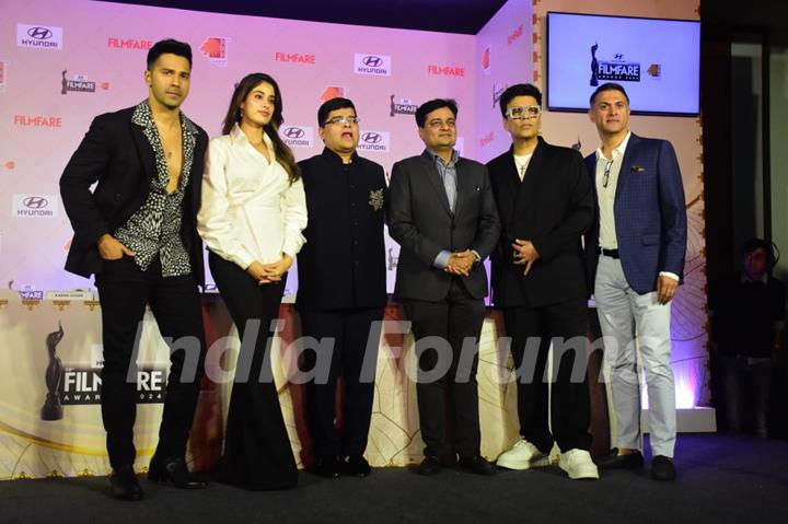 Karan Johar, Varun Dhawan and Janhvi Kapoor spotted at Hyundai Filmfare Awards 2024