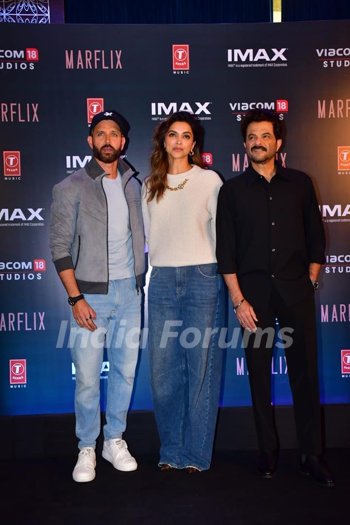 Anil Kapoor, Hrithik Roshan and Deepika Padukone snapped promoting upcoming film Fighter