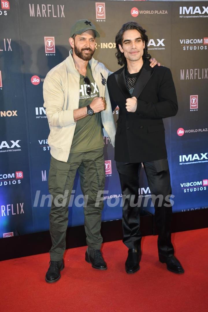 Hrithik Roshan and Rishabh Sawhney snapped at the special screening of Fighter