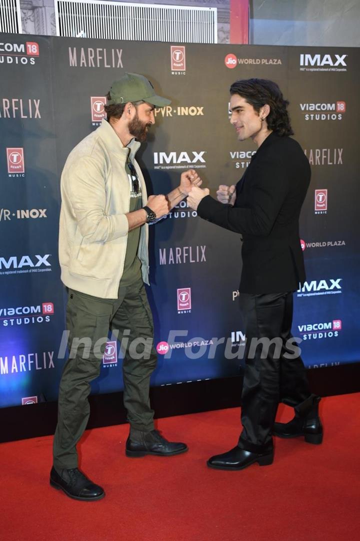 Hrithik Roshan and Rishabh Sawhney snapped at the special screening of Fighter