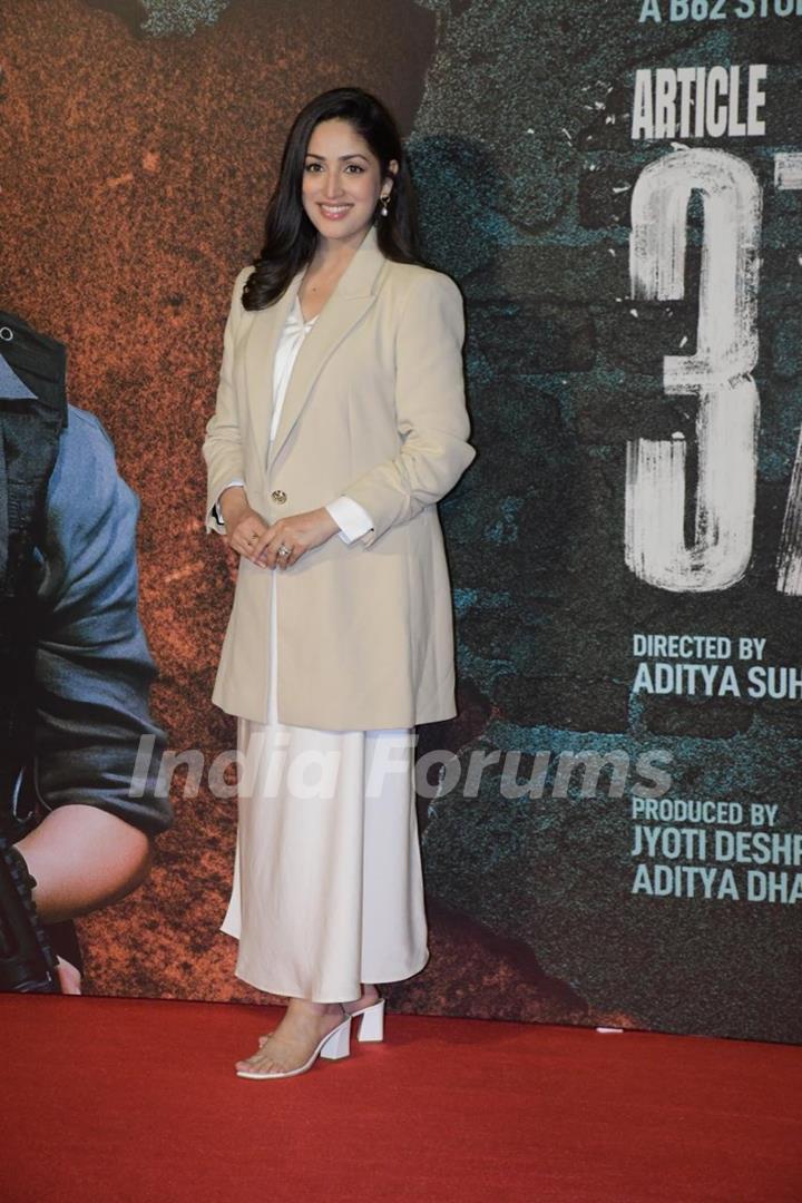 Yami Gautam snapped at the trailer launch of Article 370