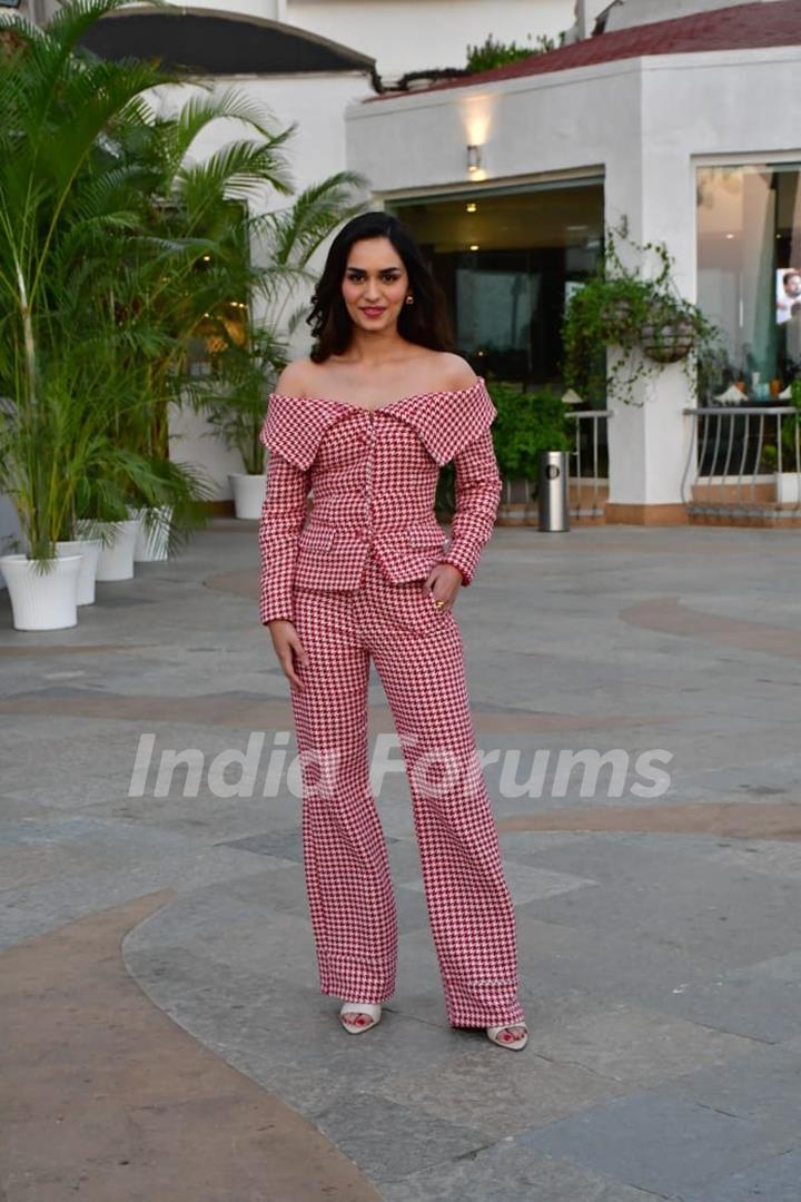 Manushi Chhillar snapped promoting upcoming film Operation Valentine