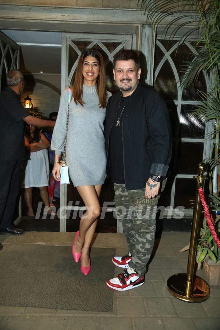 Aishwarya Sakhuja  spotted at the launch party of Raisinghani Vs Raisinghani with her husband