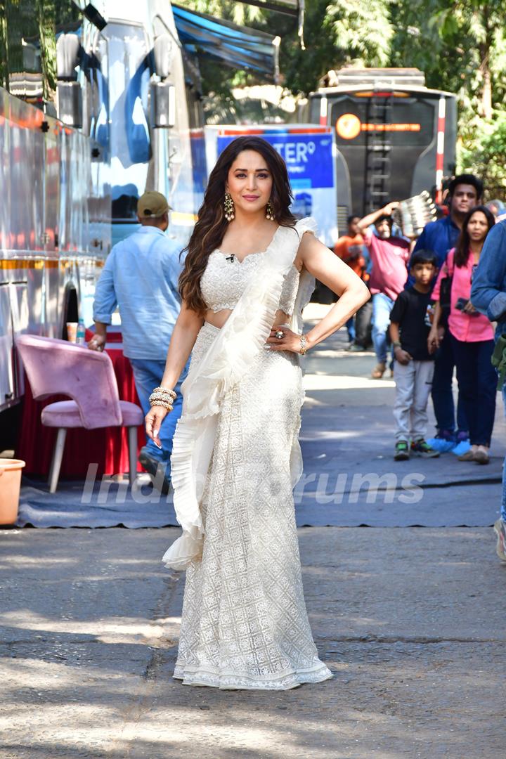 Madhuri Dixit snapped on the set of Dance Deewane