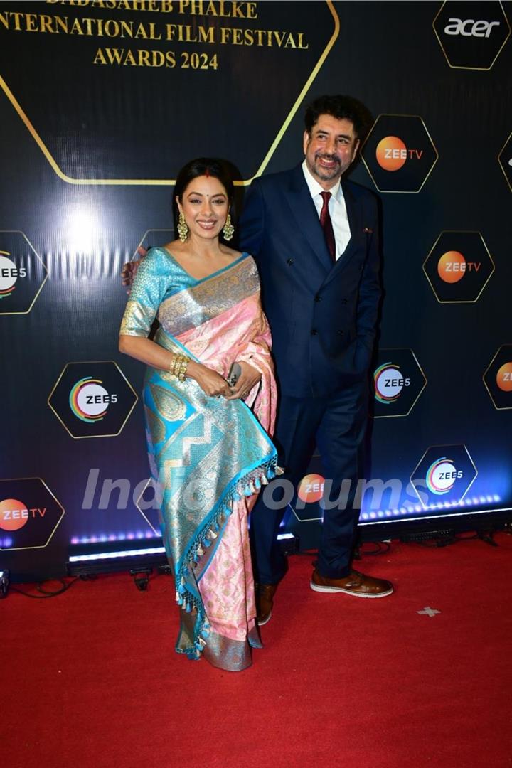 Rupali Ganguly with husband attend Dadasaheb Phalke International Film Awards 2024