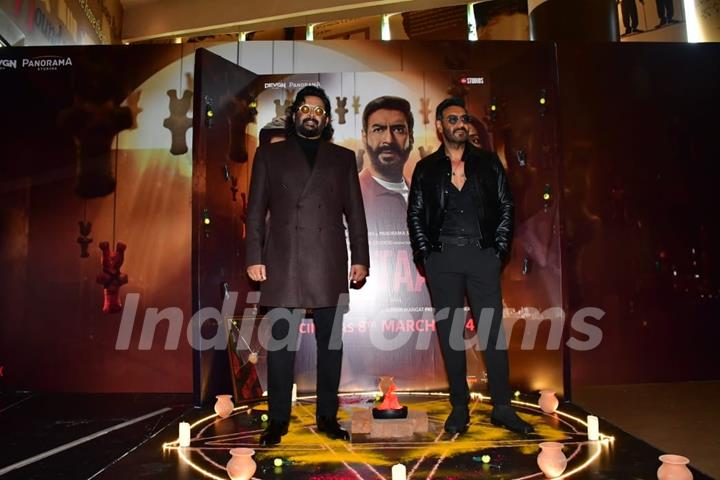 Ajay Devgn and R. Madhavan spotted at the trailer launch of 'Shaitaan'