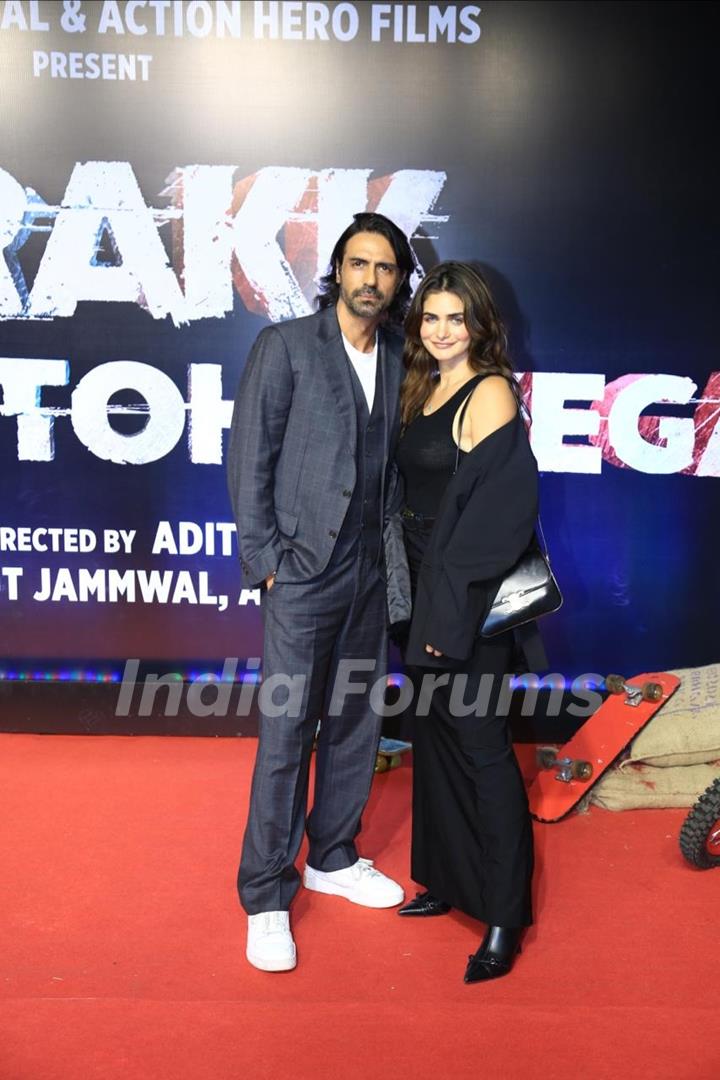 Arjun Rampal snapped with Gabreilla at the screening of 'Crakk'