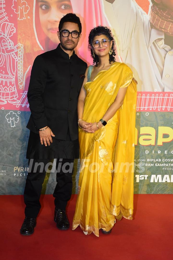 Aamir Khan and Kiran Rao attend the screening of Laapataa Ladies