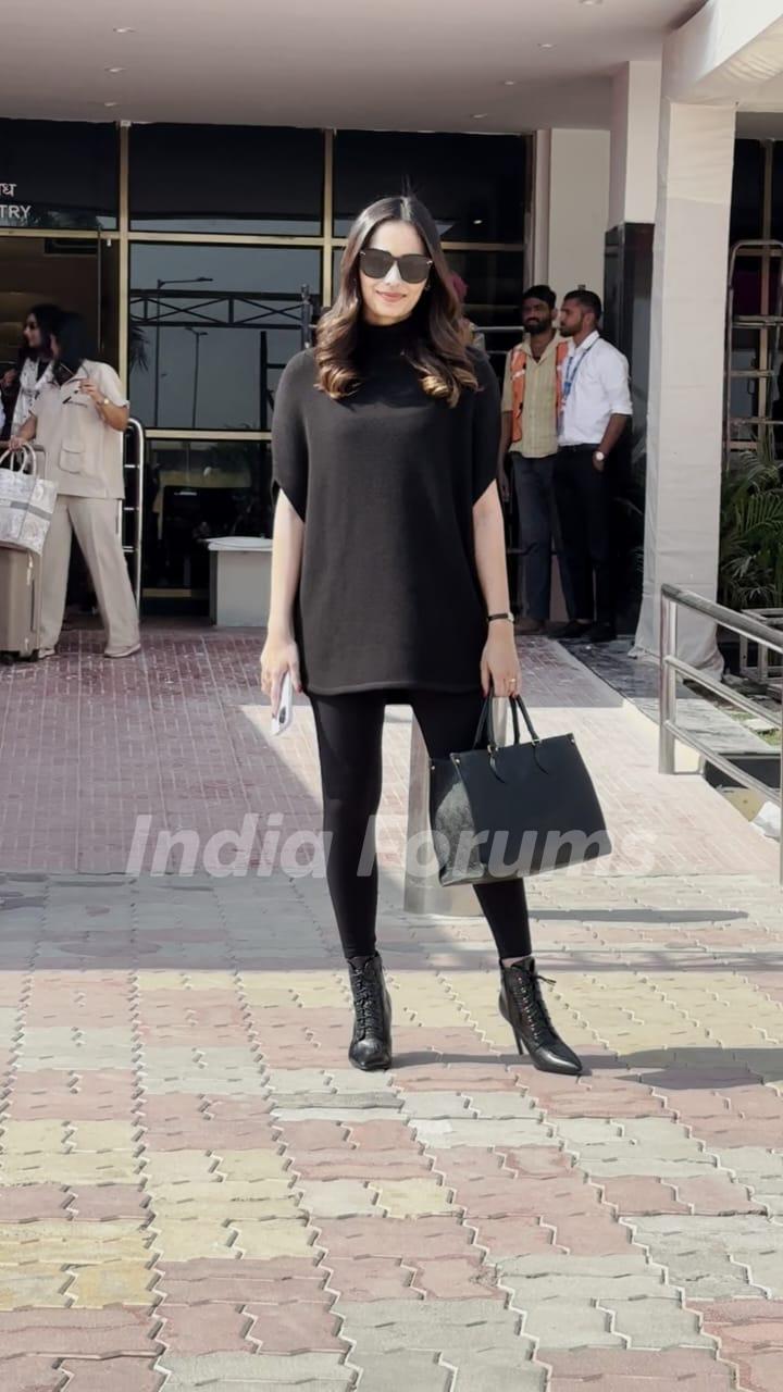 Manushi Chhillar snapped at the Jamnagar airport for Anant Ambani and Radhika Merchant pre-wedding function