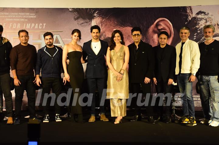 Karan Johar, Sidharth Malhotra, Disha Patani and Raashii Khanna at the trailer launch of Yodha