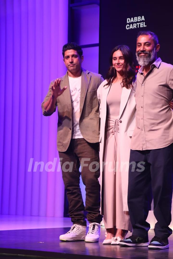 Farhan Akhtar and Shibani Dandekar Akhtar attend press conference of Next to Netflix at Mehboob Studio