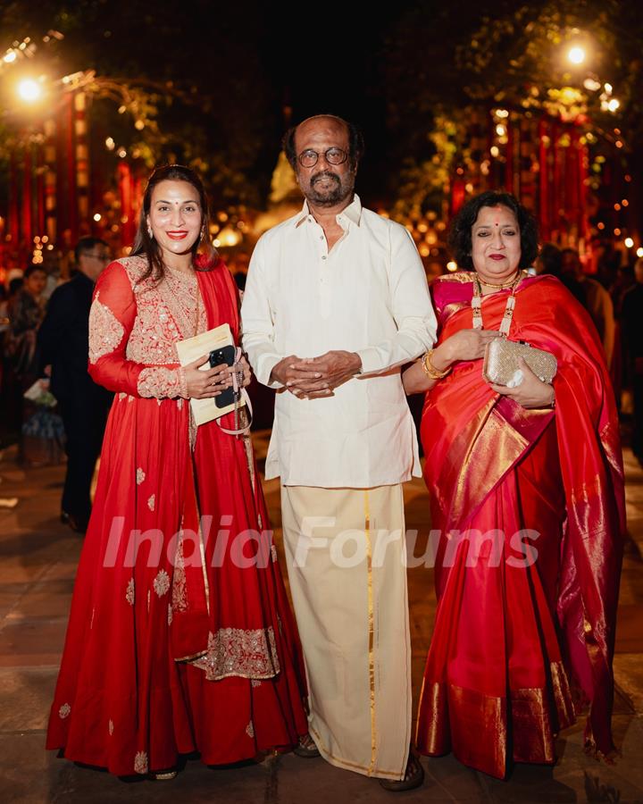 Rajinikanth and Soundarya Rajinikanth at Neeta Ambani at Anant Ambani and Radhika Merchant's pre wedding festivities day 3