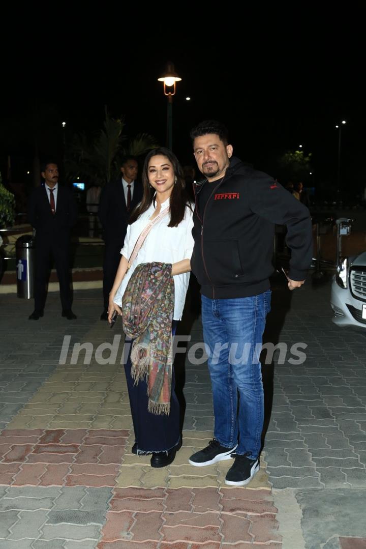 Madhuri Dixit and Shriram Madhav Nene spotted at Jamnagar airport