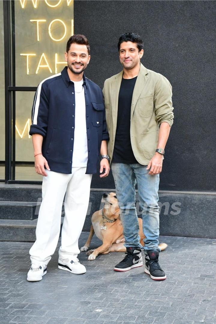 Farhan Akhtar and Kunal Kemmu spotted promoting their upcoming film "Madgaon Express"