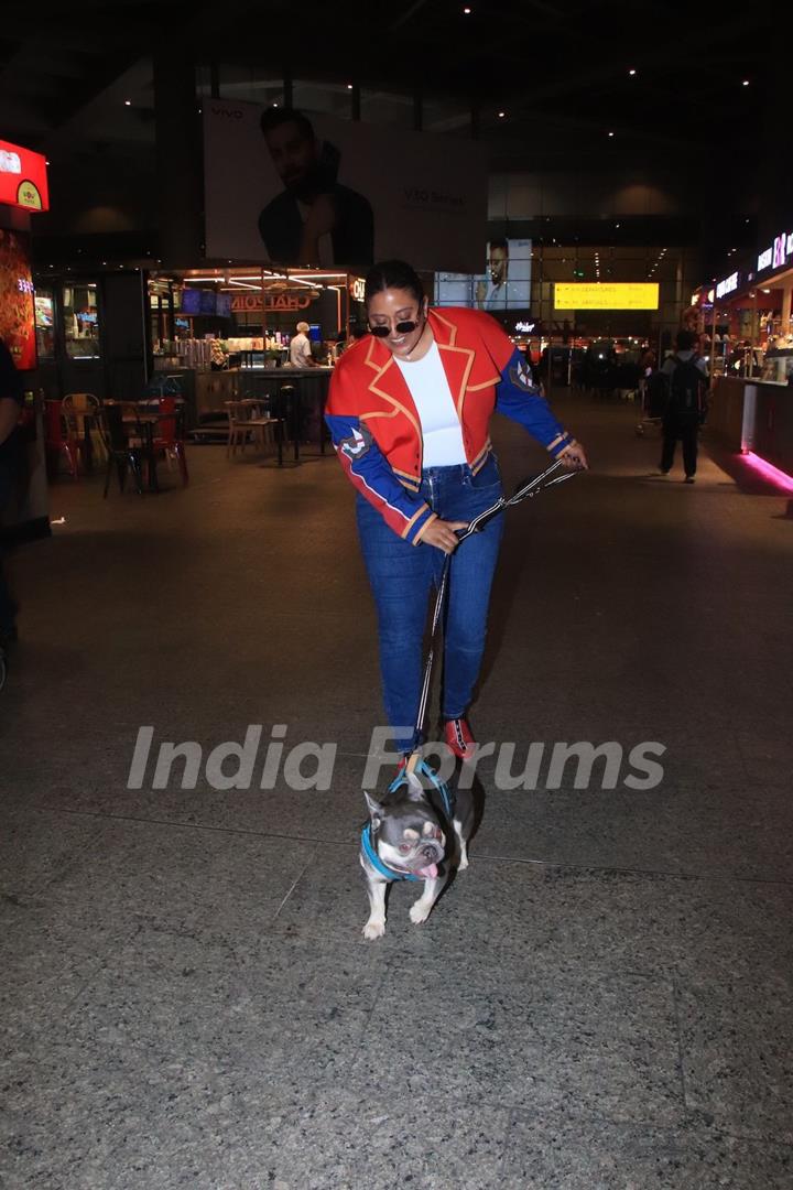 Raja Kumari snapped at the airport