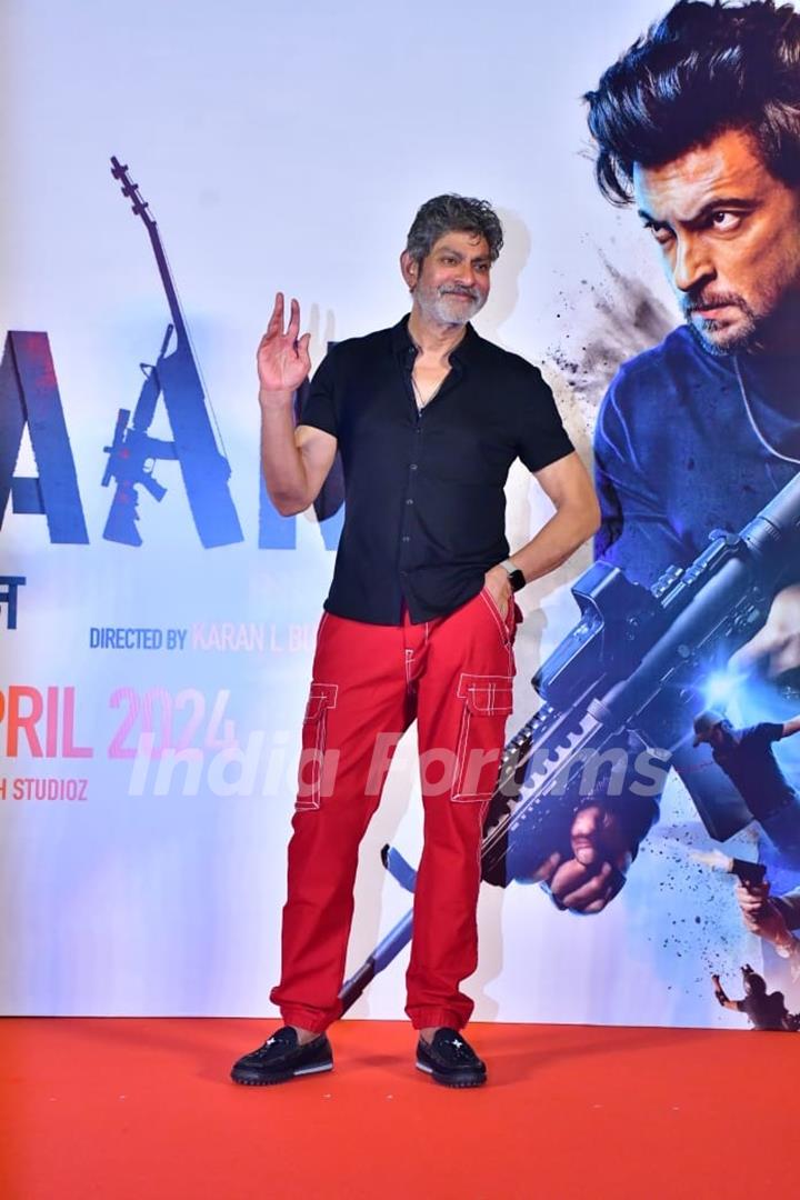 Jagapati Babu snapped at the trailer launch of Ruslaan