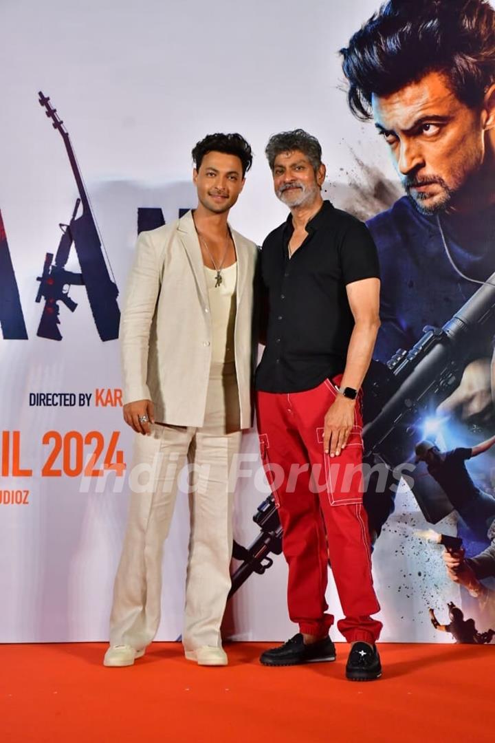 Jagapati Babu and Aayush Sharma snapped at the trailer launch of Ruslaan