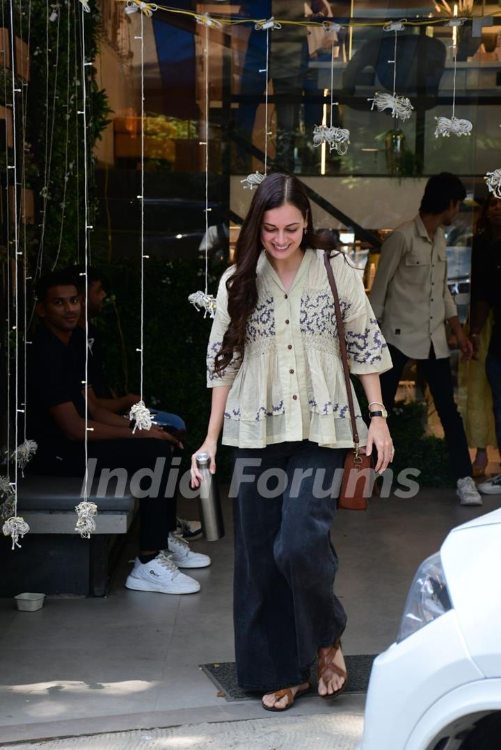 Dia Mirza spotted outside salon in Bandra