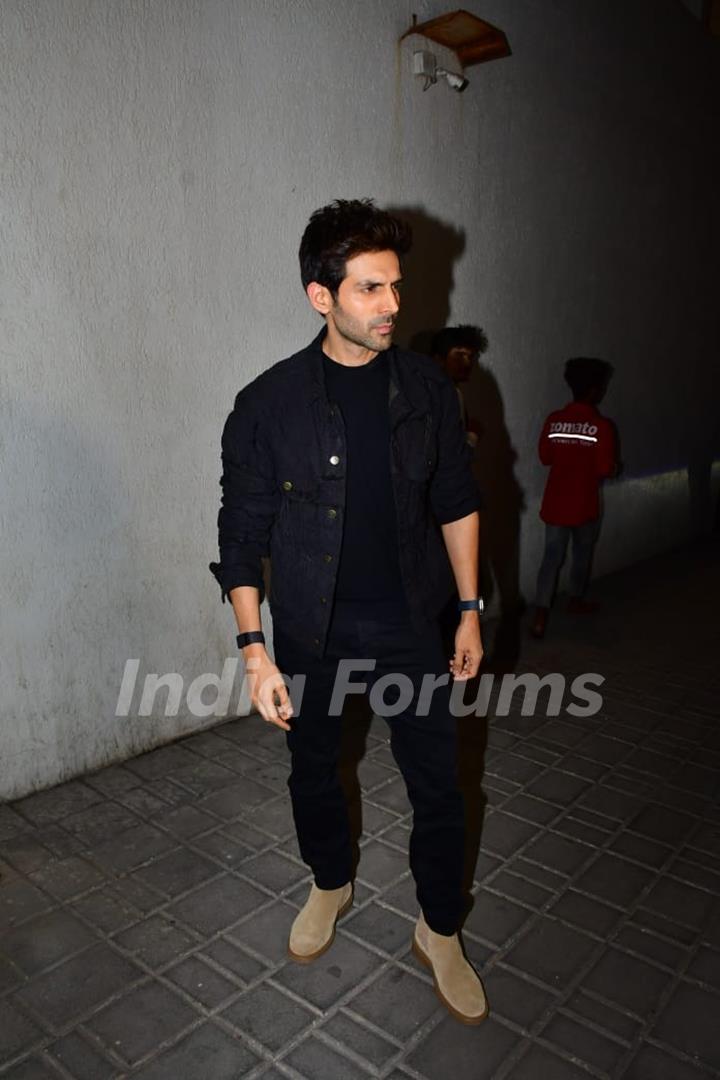 Kartik Aaryan snapped for the promotion of his upcoming movie Chandu Champion