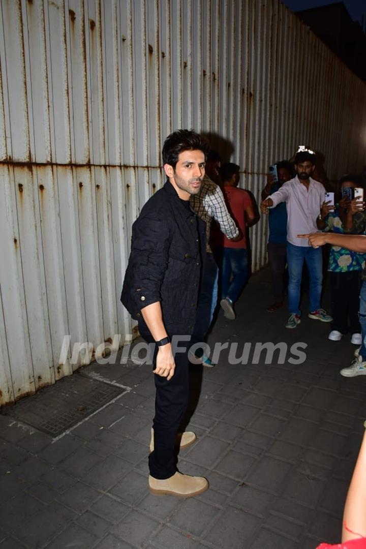 Kartik Aaryan snapped for the promotion of his upcoming movie Chandu Champion