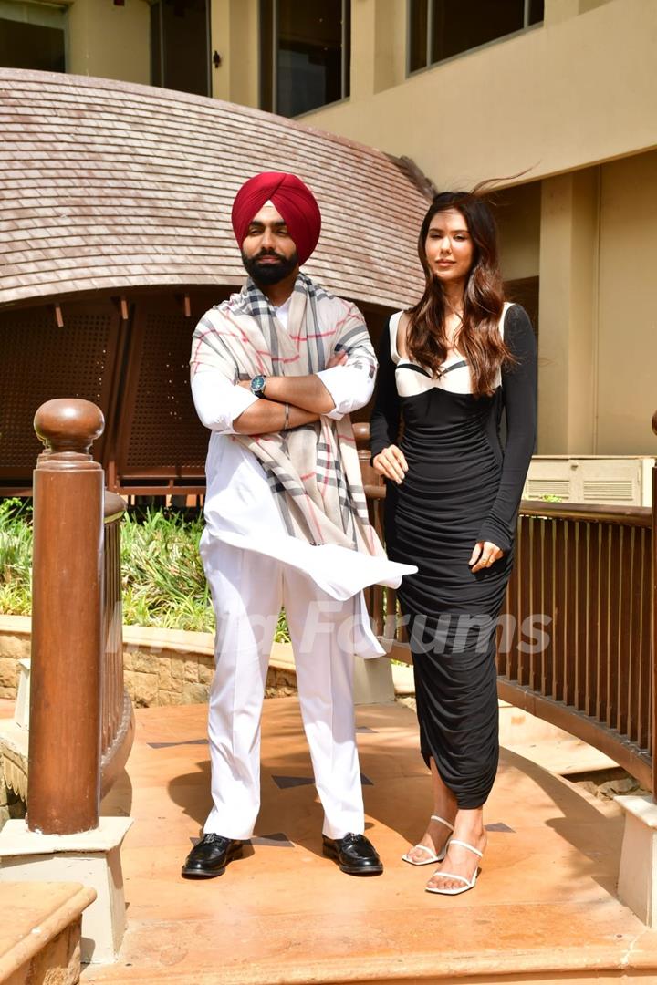 Ammy Virk and Sonam Bajwa snapped for promotion of their upcoming film Kudi Haryane Val Di