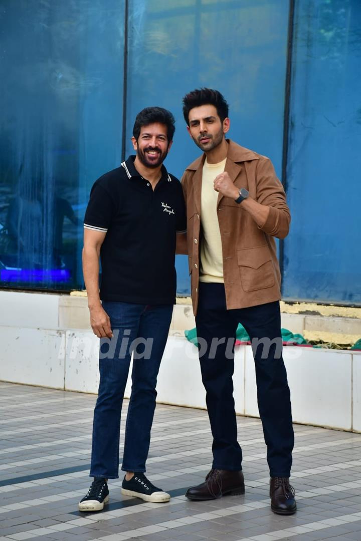 Kabir Khan and Kartik Aaryan  snapped for Chandu Champion promotions