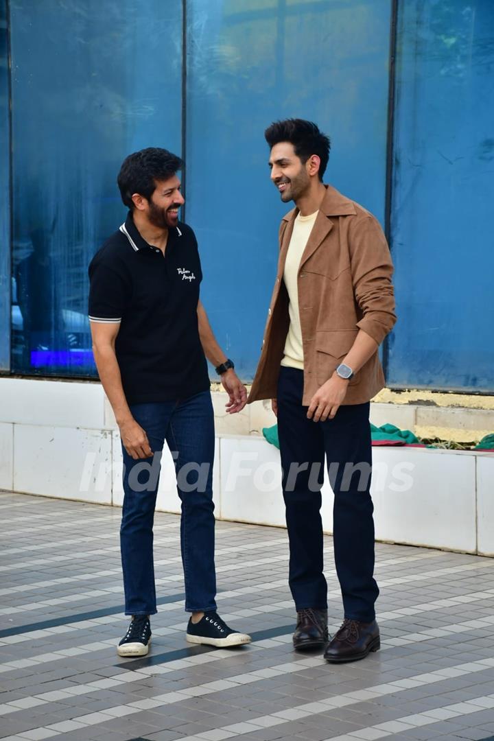 Kabir Khan and Kartik Aaryan  snapped for Chandu Champion promotions