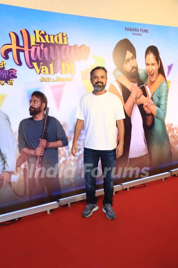 Anand Tiwari snapped at the premiere of Kudi Haryane Val Di