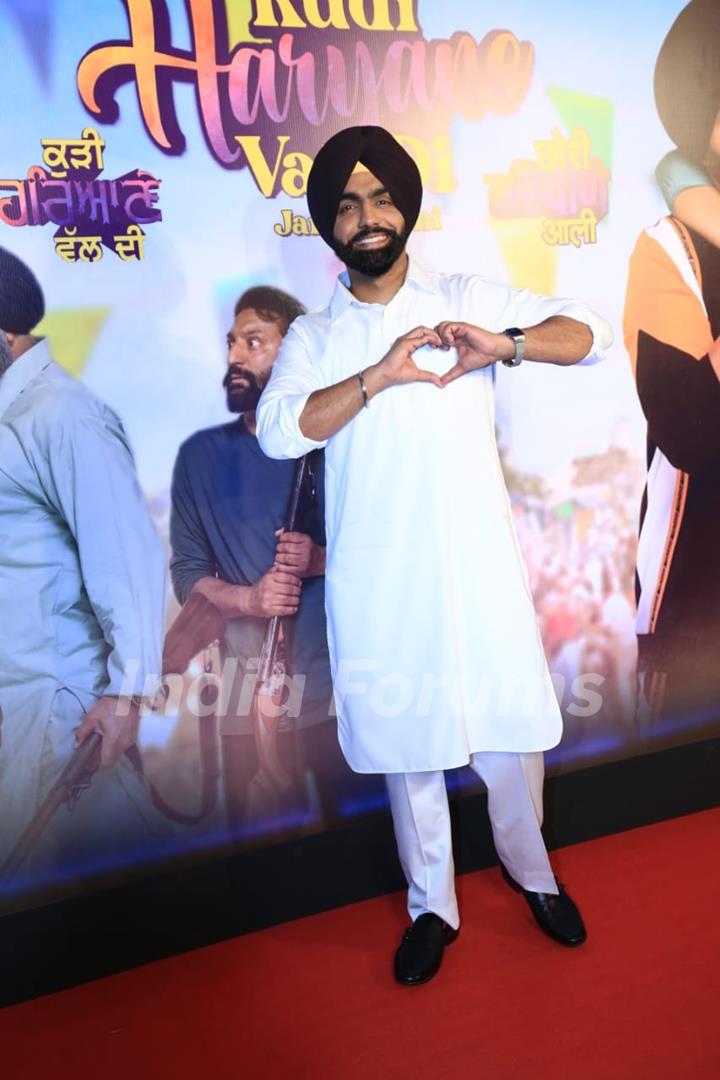 Ammy Virk snapped at the premiere of Kudi Haryane Val Di