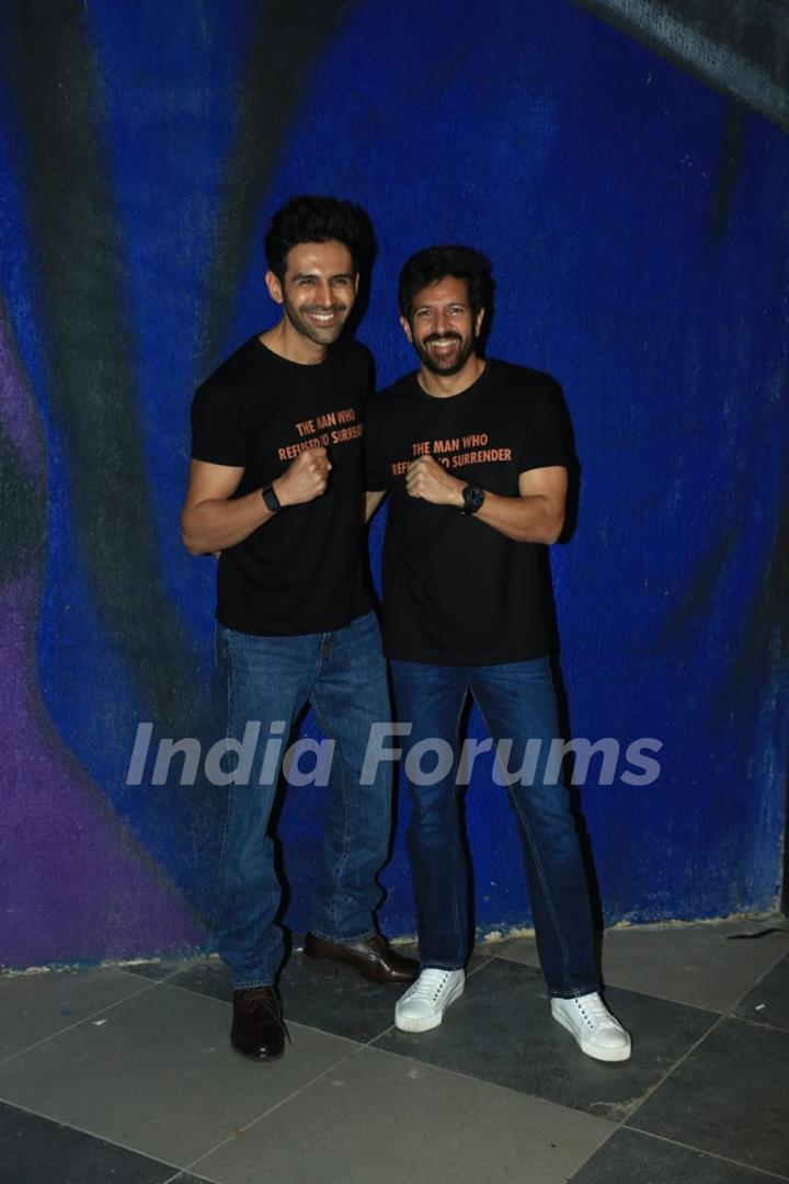 Kabir Khan and Kartik Aaryan snapped at PVR Santacruz