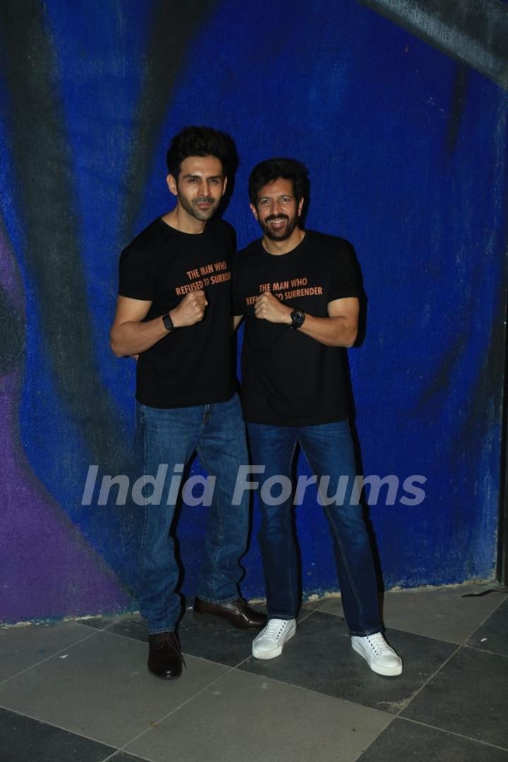 Kabir Khan and Kartik Aaryan snapped at PVR Santacruz